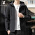 男士春季工装外套2021新款韩版宽松休闲连帽夹克男装上衣服   BLD211(PB-BLD211黑色 XL)