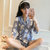 韩版学生睡衣女夏季短袖纯棉甜美可爱日系和服宽松家居服套装清新(蓝色 M)