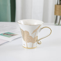 欧式陶瓷咖啡杯子高档精致杯具套装英式下午花茶家用小奢华优雅。(金色莲花单杯子-O17 默认版本)