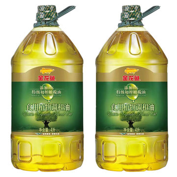 金龙鱼添加10%特级初榨橄榄油植物食用油4L*2桶装 家用调和油粮油(金黄色 自定义)