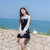 2018秋装新款韩版女装修身长袖丝绒鱼尾两件套连衣裙套装裙裙子(黑色)(M)