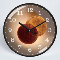 钟表挂钟客厅家用时尚创意简约时钟北欧大气卧室石英钟静音挂表(12英寸（直径30.5厘米） 红橙黑框)