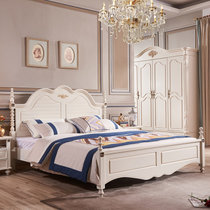 A家 美式床 单人双人床美式简约卧室家具1.5米1.8米主卧实木脚架子框架高箱储物床婚床公主床(单床+床垫+床头柜 1.8*2米框架床)