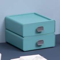 ins风桌面收纳盒抽屉式化妆品盒储物盒小塑料多功能(龙胆绿 2个装)