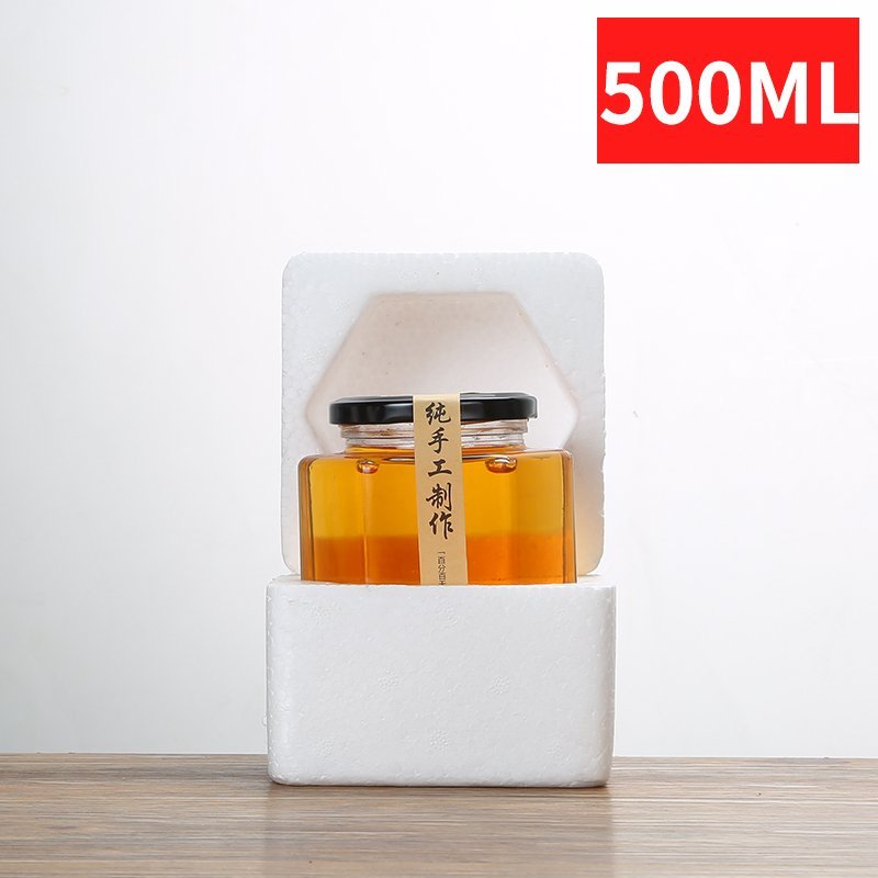 六棱玻璃瓶密封罐带盖食品级罐子辣椒酱柠檬膏蜂蜜小罐头果酱瓶子3个