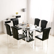 初林 餐桌椅组合 餐桌餐椅套装 钢化玻璃餐桌A40(A40+B*6)