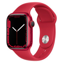 Apple Watch Series 7 智能手表 GPS款+蜂窝款 41毫米红色铝金属表壳 红色运动型表带MKHV3CH/A