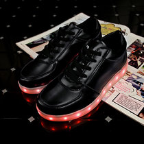 新款鬼步舞鞋子发光鞋板鞋led灯光鞋usb充电荧光鞋男女学生夜光街舞鞋大码单鞋子(黑色 45)