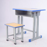 永岩钢木 单人蓝色封边固定式课桌椅凳 YY-0022(蓝边（可指定）)