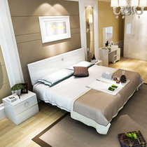 双虎家私 主卧板式双人床1.8米现代简约大床卧室家具套装15BJ1(床+床头柜2个 1800mm*2000mm)