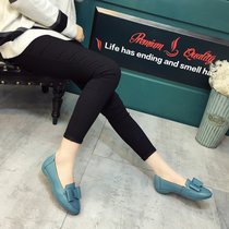 鞋春夏妈妈鞋单鞋软底平底舒适工鞋黑色鞋孕妇鞋(37)(蓝色)