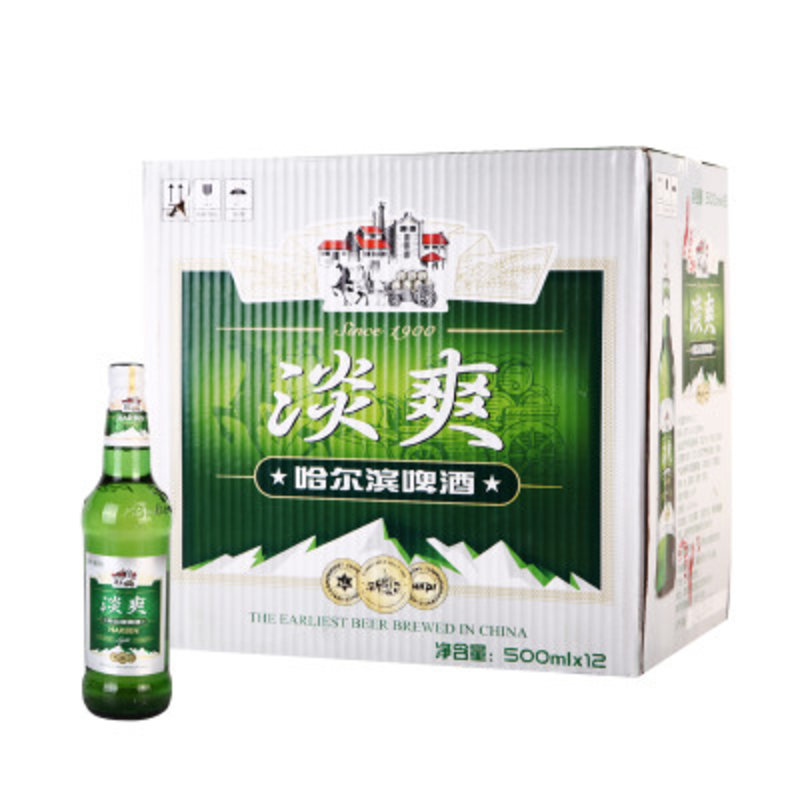 哈尔滨啤酒淡爽500ml*12瓶/箱