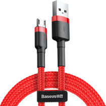 倍思 卡福乐数据线 USB For Micro双面盲插 2.4A 1M 红色壳+红色线