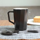 ins北欧简约陶瓷马克杯子咖啡杯带盖勺情侣办公室家用男女喝水杯(上升杯黑400ml（带瓷盖勺）)
