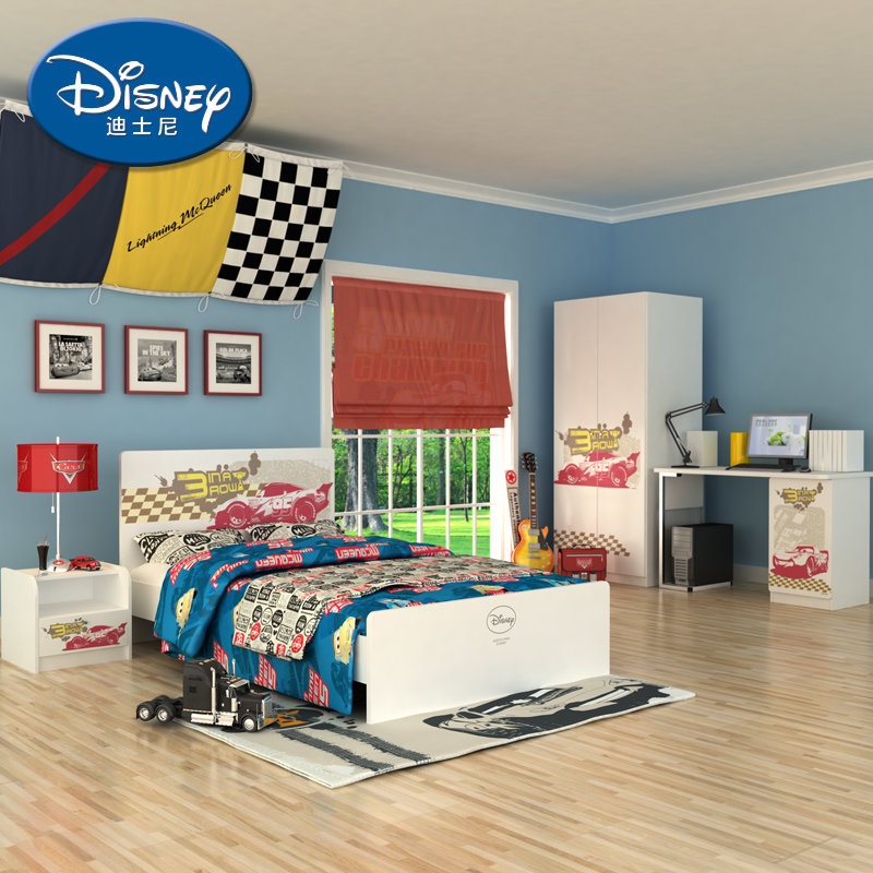 迪士尼酷漫居儿童家具卧室组合家具套装儿童套房汽车系列床床头二门