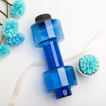 Bianli倍乐1308创意个性哑铃健身运动塑料摇摇水壶杯子550ML(1308蓝色)