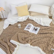 塔芙绒提花羊羔绒盖毯毛毯被子加厚冬季珊瑚绒毯子单办公室午睡毯(咖色)