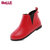 Belle/百丽4-12岁女童短靴秋冬靴子时尚牛皮靴时装靴中童靴子低跟靴子DE0766(37码 红色)