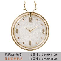 北欧简约钟表挂钟客厅现代轻奢家用时钟欧式个性时尚创意鹿壁挂表(13英寸（直径33厘米） 白数字无摇摆-日本丽声机芯-《金属材质》)