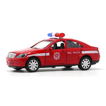 合金车模1:32仿真奔驰警车消防车声光回力儿童玩具F1016(红色)