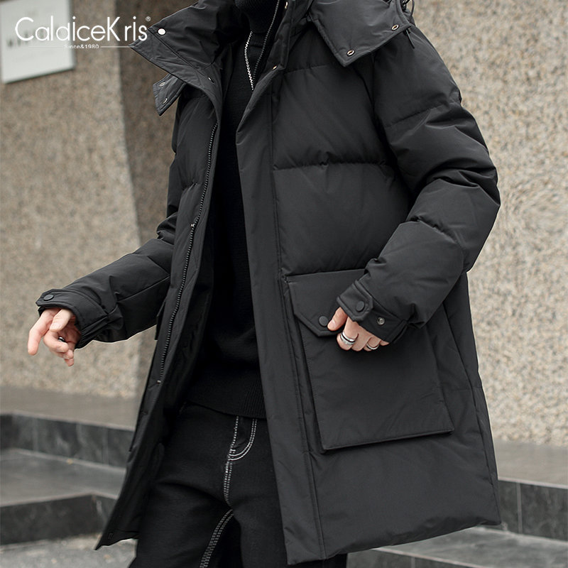 caldicekris中国ck中长款男士羽绒服ckf8029黑色xxl