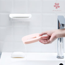 日本AKAW爱家屋肥皂盒浴室卫生间香皂盒双层简约香皂置物架子沥水(粉色)