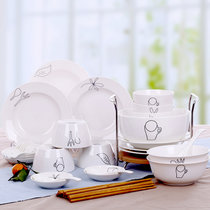 碗碟盘套装38头陶瓷餐具家用碗碟微波陶瓷碗盘创意韩式(38头物语 其他)