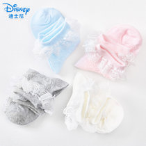 迪士尼（Disney）儿童袜子女童春秋精梳棉袜小孩花边袜蕾丝袜子4双装(均码 粉)