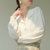 穗啦春装新款白色衬衫女设计感小众纹理单排扣翻领休闲宽松时尚洋气法式上衣女(白色 M)