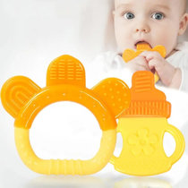 磨牙棒婴儿硅胶可食用3-6-12-5个月宝宝咬咬乐牙胶玩具咬咬胶(奶瓶 葡萄 防掉链和收纳盒)