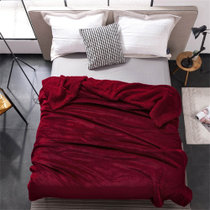 善纯加厚马卡龙纯色羊羔绒双层毛毯 魅力红150*200cm 多功能毯