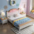 吉木多 儿童床单人床女孩现代简约1.5米单层床实木床1.2米卧室粉色公主床(1.5米象牙白+原木色 床+床垫+床头柜*1)