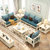 明佳友 实木沙发组合客厅家具简约实木沙发床 白色田园美式实木沙发D916(1+2+3沙发（含长、方茶几）)