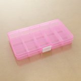 小号15格透明塑料可拆首饰储物归类药盒化妆针线渔具用品收纳盒(小15格粉色)