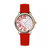卡芬妮时尚女款心形腕表真皮不锈钢女士手表(玫瑰金红字红带 皮带)