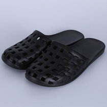 SUNTEK韩版平底家居平跟拖鞋女夏包头洞洞软底防滑浴室塑料包脚凉拖鞋(40 黑色)