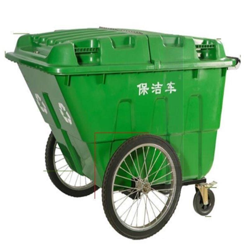 俊采云400l保洁车手推塑料环卫垃圾车大号户外垃圾桶市政物业垃圾清运