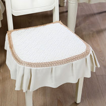 欧式加大餐椅垫椅套防滑餐桌布艺蕾丝四季通用垫中式凳子椅子坐垫(白)