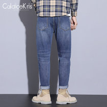 CaldiceKris （中国CK）男士2021秋季韩版宽松小直筒休闲牛仔裤 CK-FSF802
