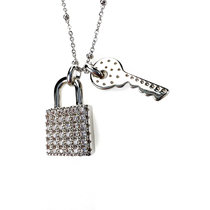 2022流行时尚精致皓石项链钥匙和锁21319(白金色)