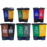 俊采云JunCaiYun30L加厚脚踏分类垃圾桶 脚踏塑料桶JCY-227连体脚踏分类果皮桶(军绿色 JCY-227)