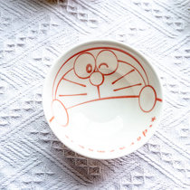 新品日式可爱卡通哆啦A梦机器猫蓝胖子新骨瓷釉上彩陶瓷家用饭碗(桔红色12.7*5.6 默认版本)