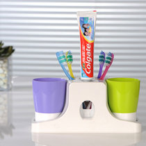 自动挤牙膏器 创意情侣家居牙刷挂架 牙刷架洗漱用品(紫+绿)