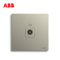ABB开关插座面板轩致无框香槟银色系列USB+五孔一开单控双控错位二三插三孔16A电视电话电脑六类网插86型家用面板(一位电视AF301-CS)