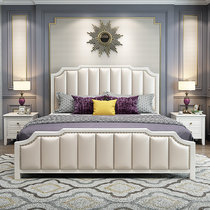 双人主卧大床现代轻奢床美式床实木床1.8米白色1.5米港式储物婚床(1.8*2米 床+床垫+床头柜*1)