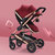 婴儿推车高景观多功能可坐可躺双向避震可折叠四轮避震婴童手推车(酒红色单车 默认版本)