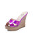 Daphne/达芙妮夏款女凉鞋超高坡跟时尚亮面防水台清仓(桃红色 37)