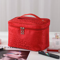 新款网红化妆包大容量大号手提时尚可爱女洗漱包随身旅行包收纳盒(大号字母大红)