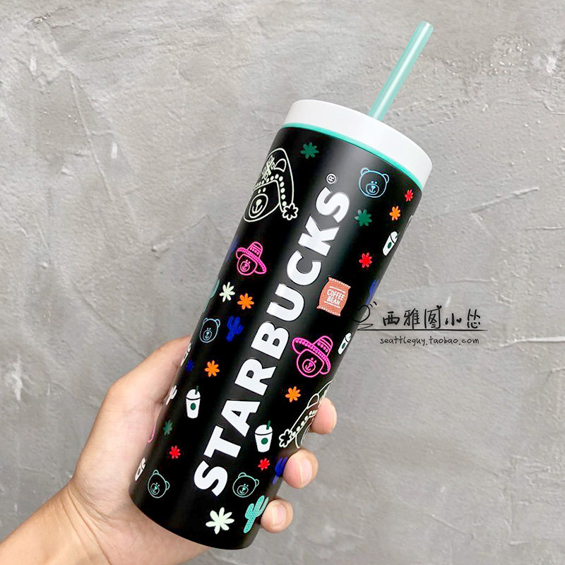 星巴克杯子周年庆甄选樱花圣诞万圣幻彩玻璃吸管杯保温随行马克杯拉美