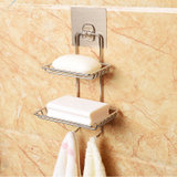玖沫 双层肥皂架浴室沥水肥皂盒 卫生间免打孔香皂架壁挂置物架